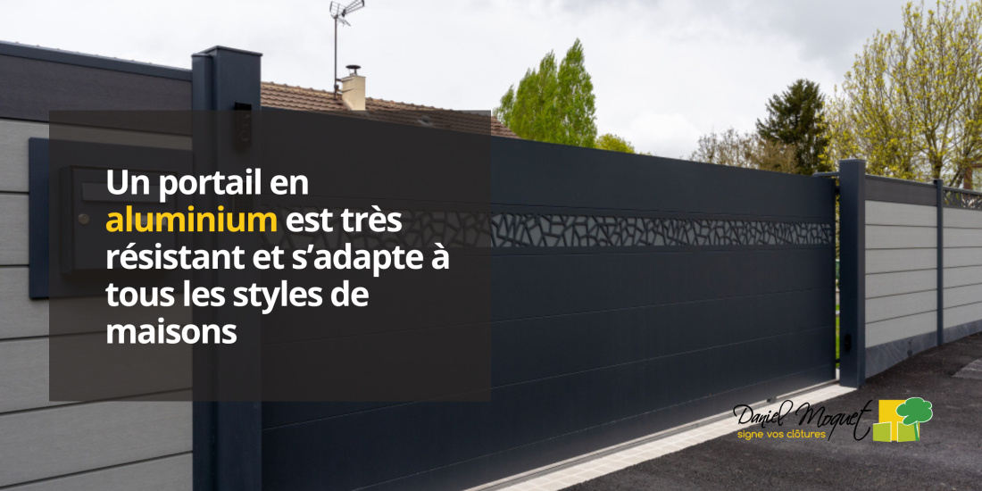 Un portail en aluminium est tr&egrave;s r&eacute;sistant et s&rsquo;adapte &agrave; tous les styles de maisons