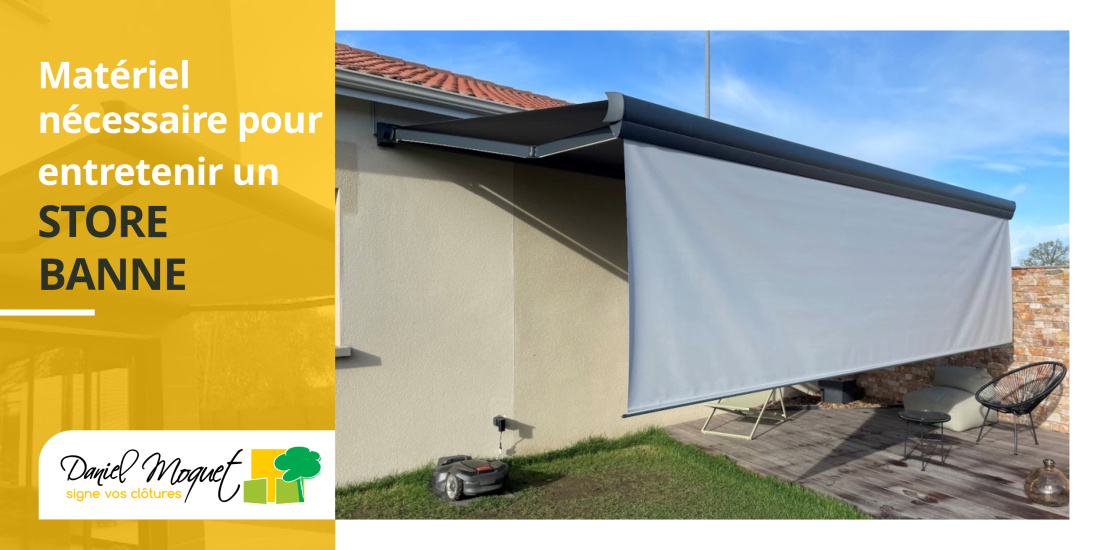 Le mat&eacute;riel n&eacute;cessaire pour nettoyer un store banne